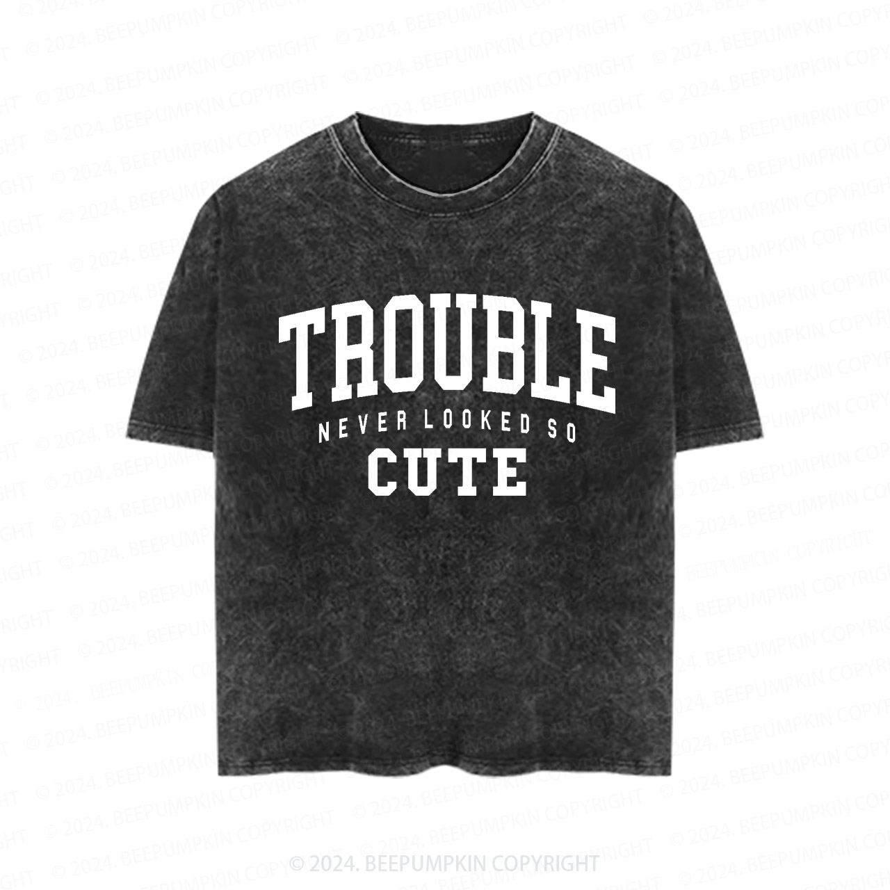 Trouble Never Looked So Cute Toddler&Kids Washed Tees         