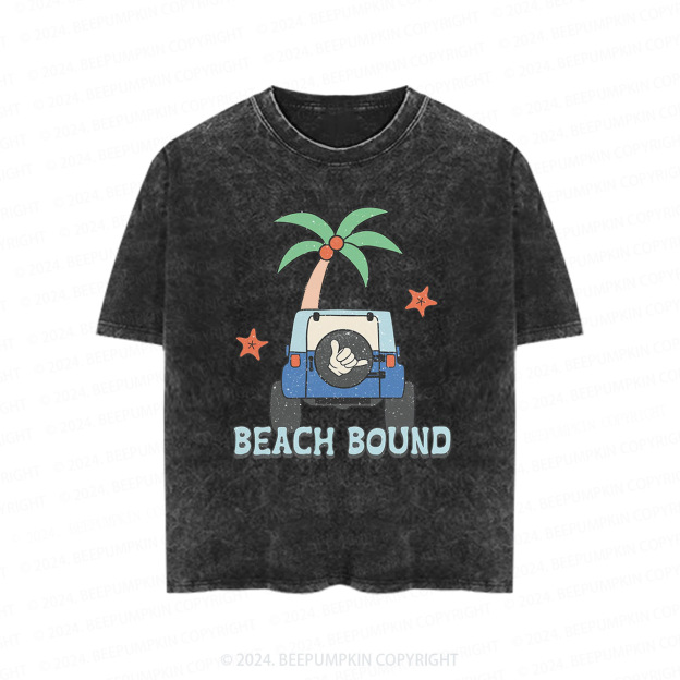 Beach Bound Car And Tree Toddler&Kids Washed Tees         