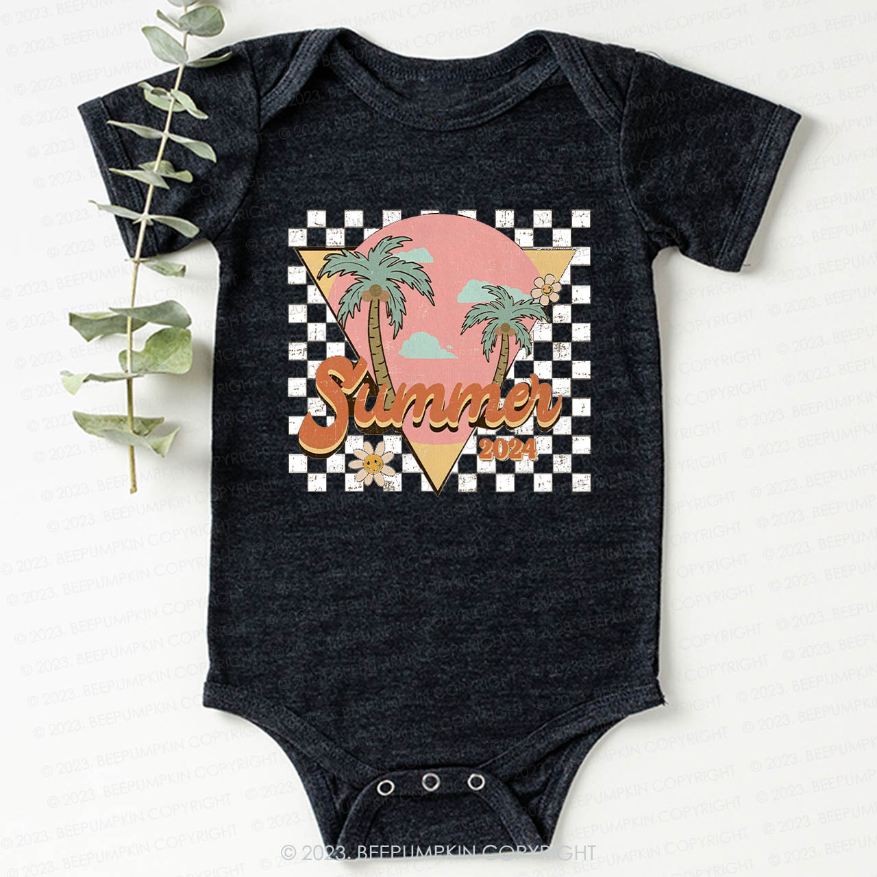 Retro Summer 2024 Palm Tree Bodysuit For Baby