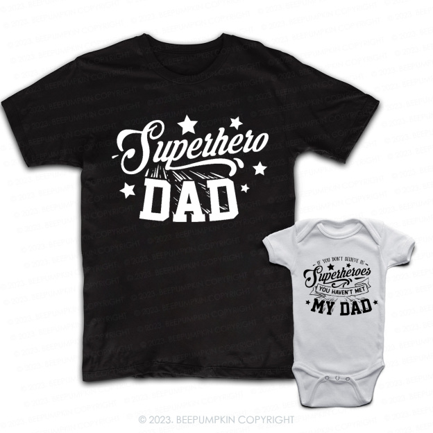Funny Super Hero Dad Daddy And Me Matching Shirt