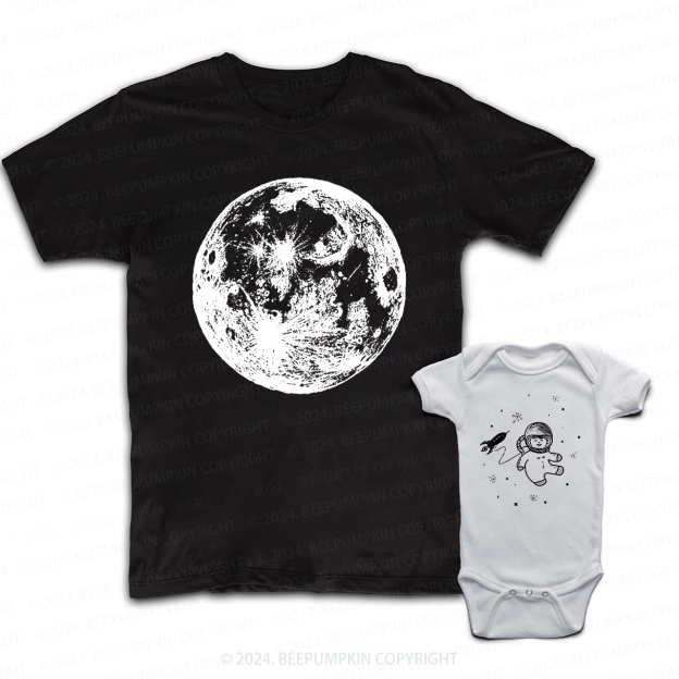Moon And Astronaut  Daddy And Me Matching Shirt