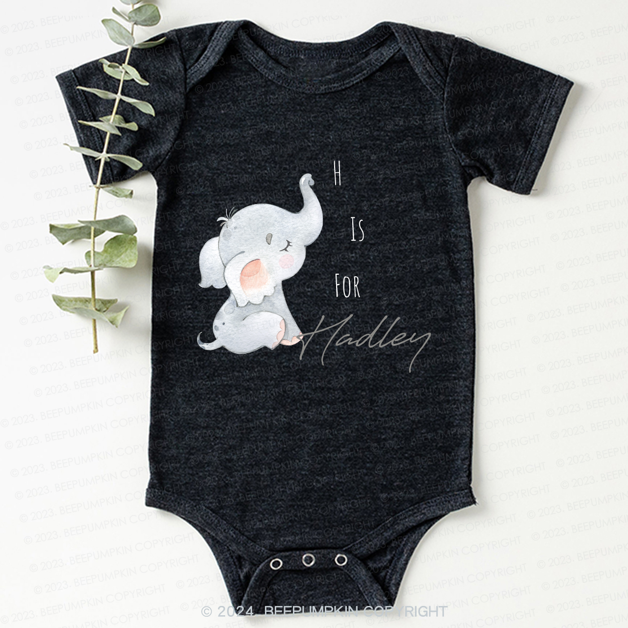 Personalized Elephant Letter Bodysuit For Baby 