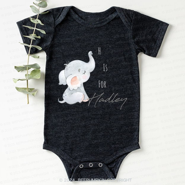 Personalized Elephant Letter Bodysuit For Baby 