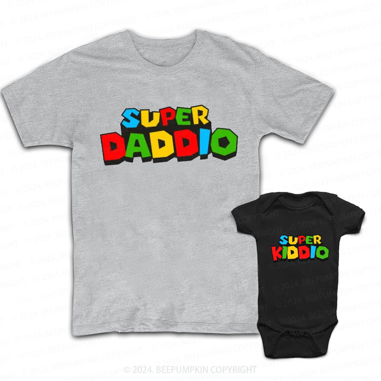 Colorful Cartoon Font Daddy And Me Matching Shirt