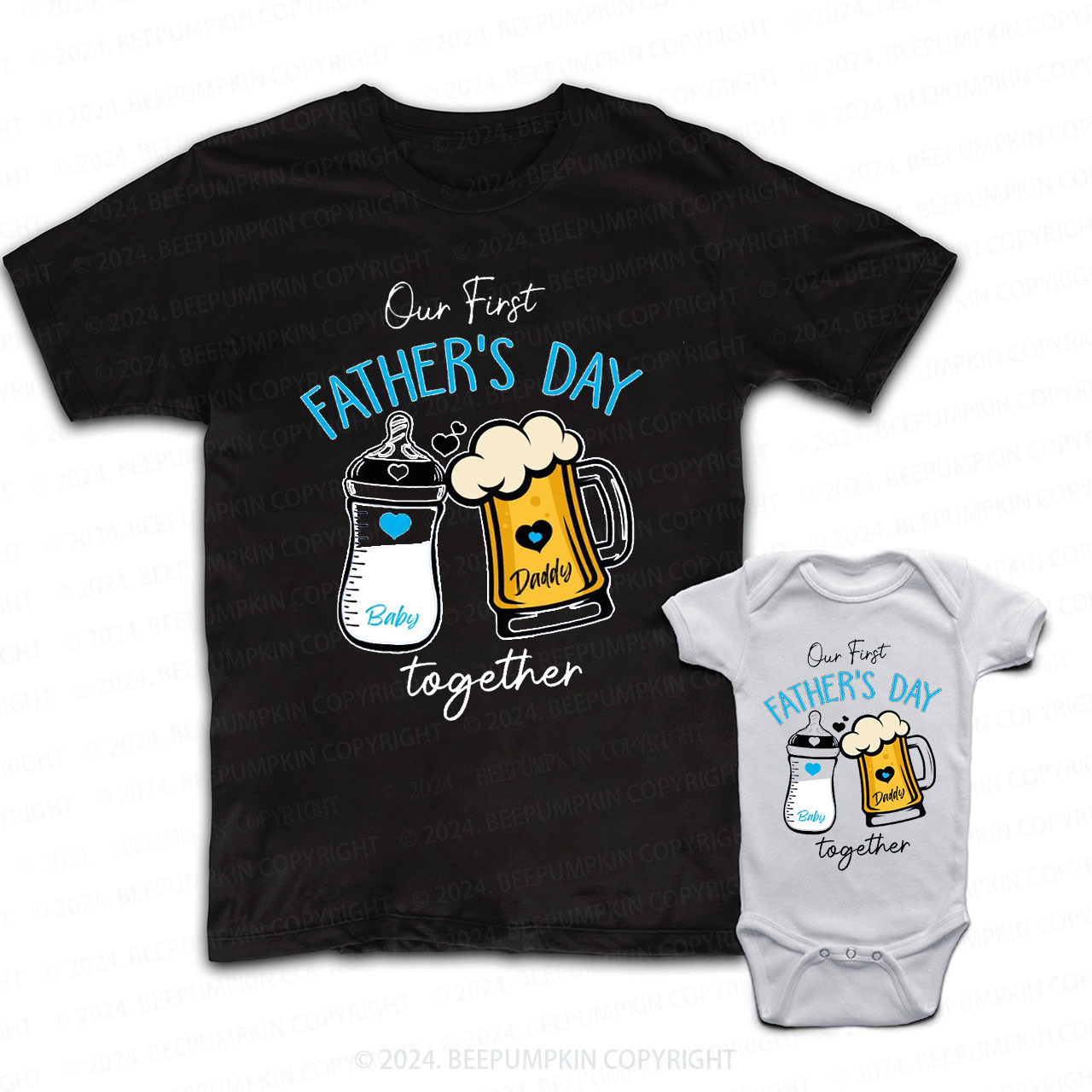 Custom Our First Fathers Day Together  Daddy And Me Matching Shirt