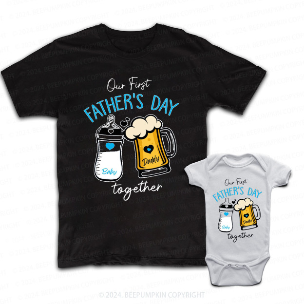Custom Our First Fathers Day Together  Daddy And Me Matching Shirt