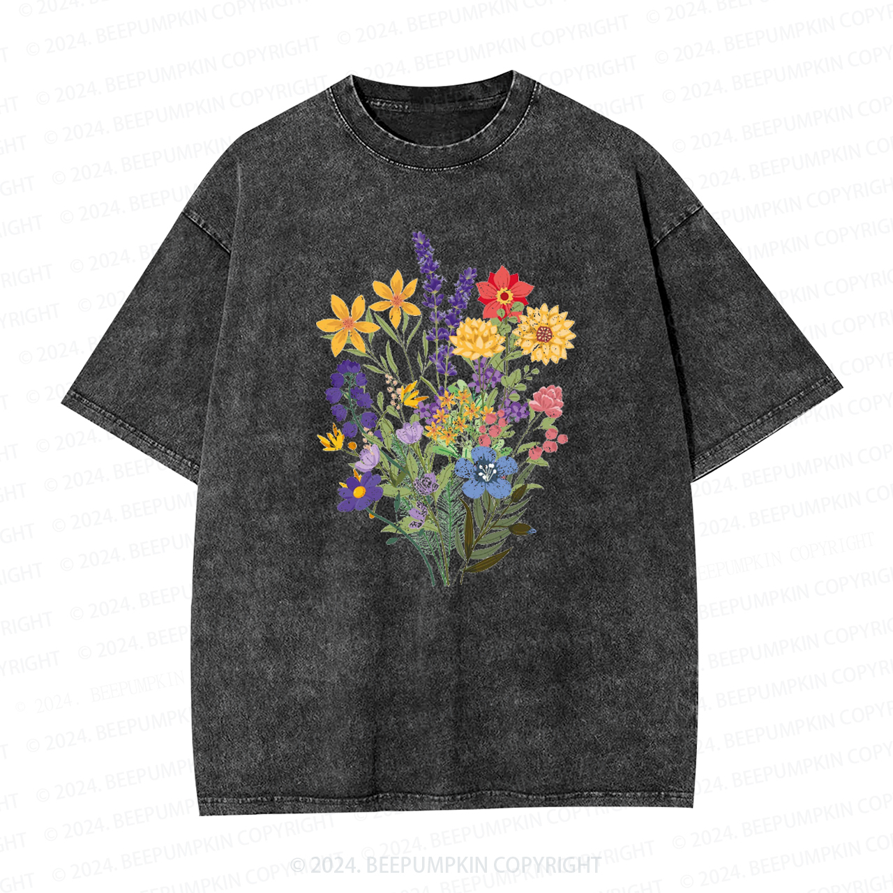 Flowers Lover Mama Washed T-Shirts 
