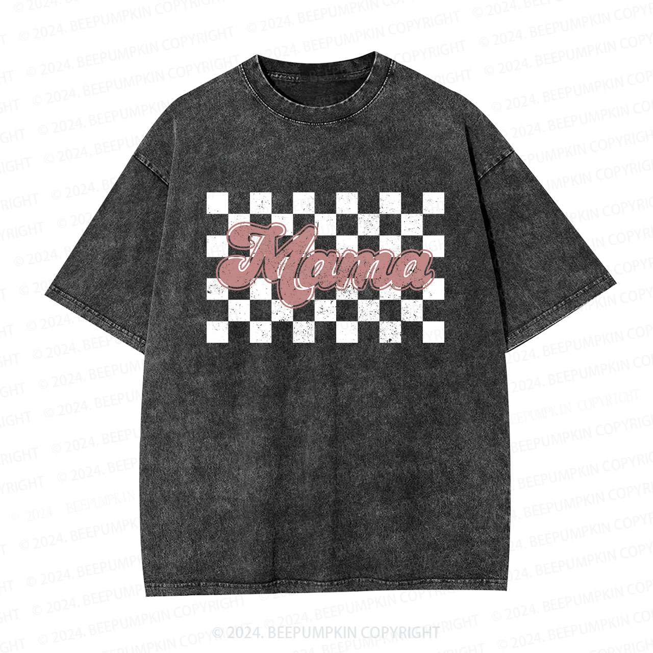 Checkered Cool Mama Washed T-Shirts 