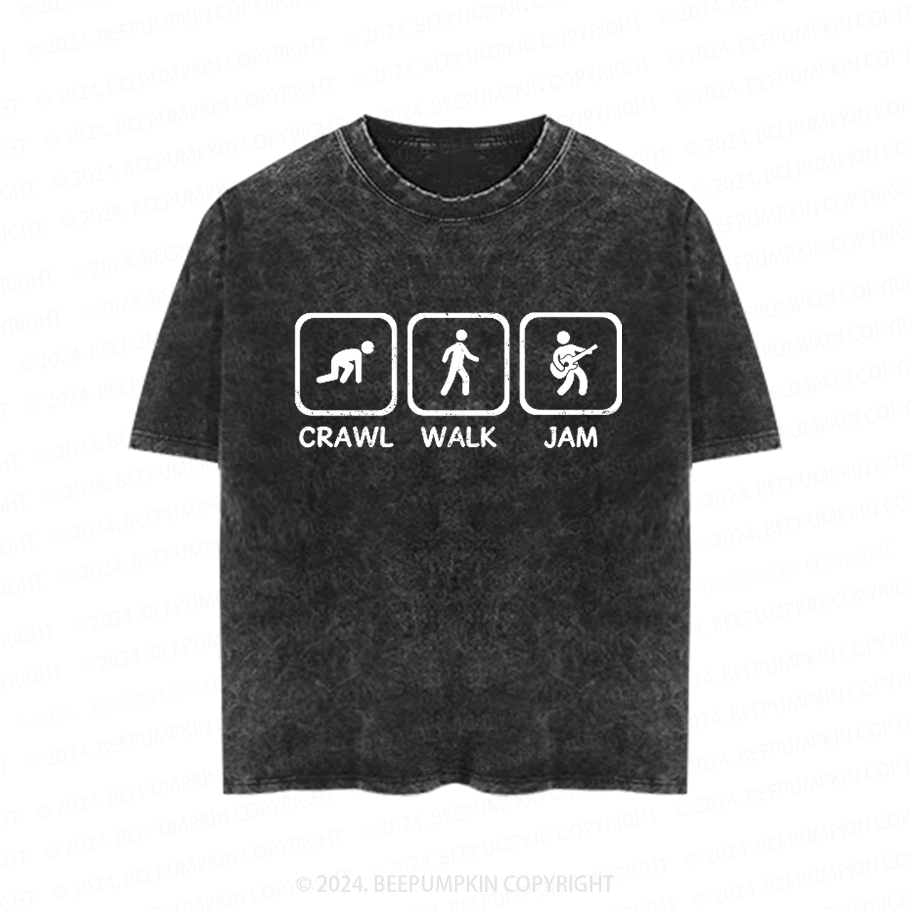 Crawl Walk Jam Guitar Toddler&Kids Washed Tees          