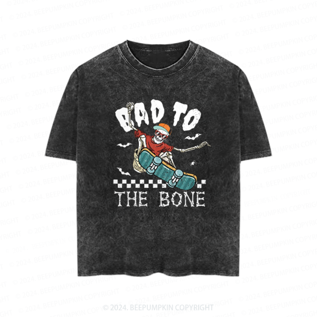 Bad To The Bone Halloween Toddler&Kids Washed Tees          