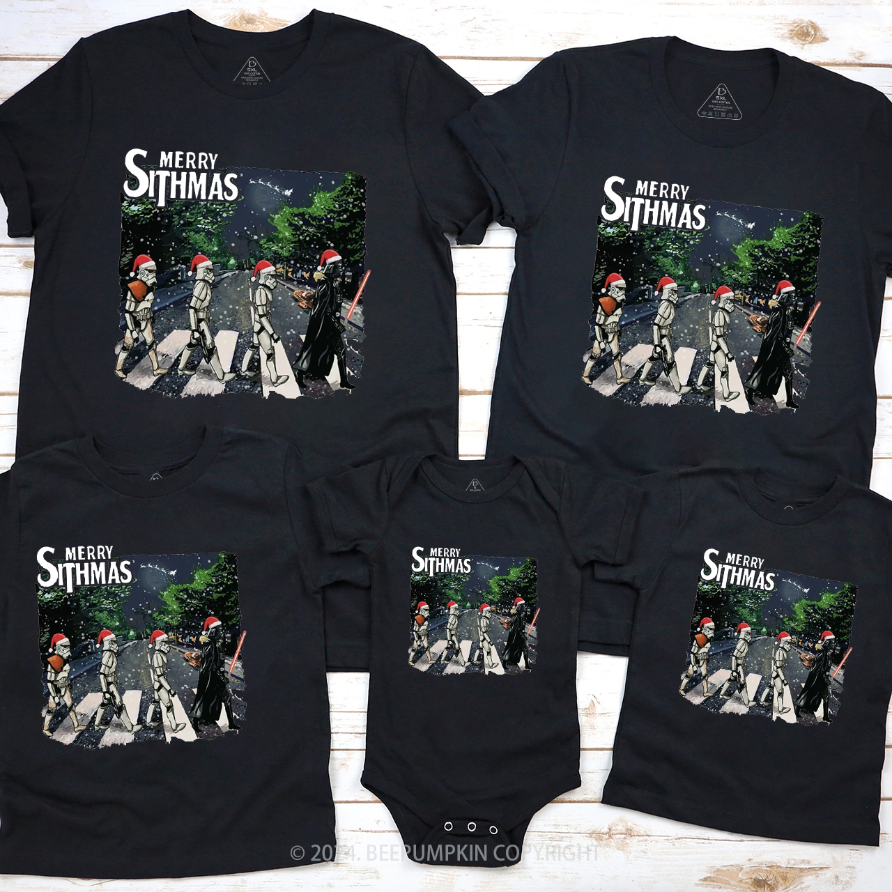 Interesting Street Scene Christmas Matching T-Shirts