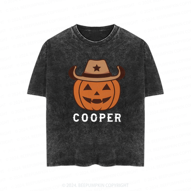 Personalized Vintage Halloween Rodeo Toddler&Kids Washed Tees          