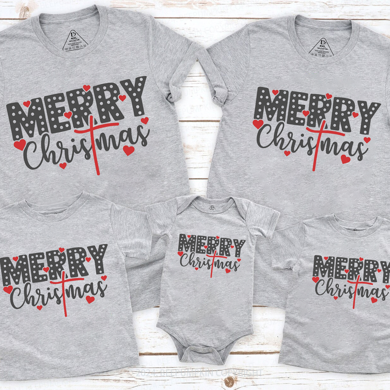 Merry Christmas Heart Matching T-Shirts