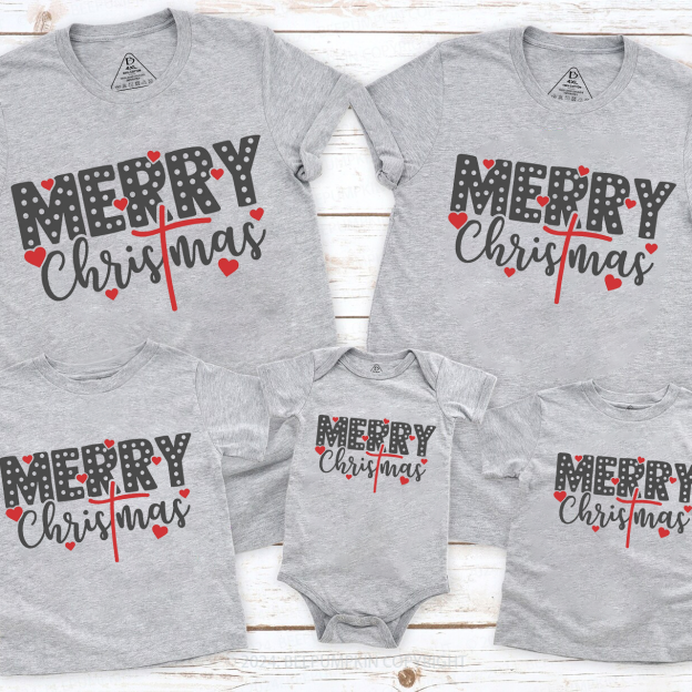 Merry Christmas Heart Matching T-Shirts