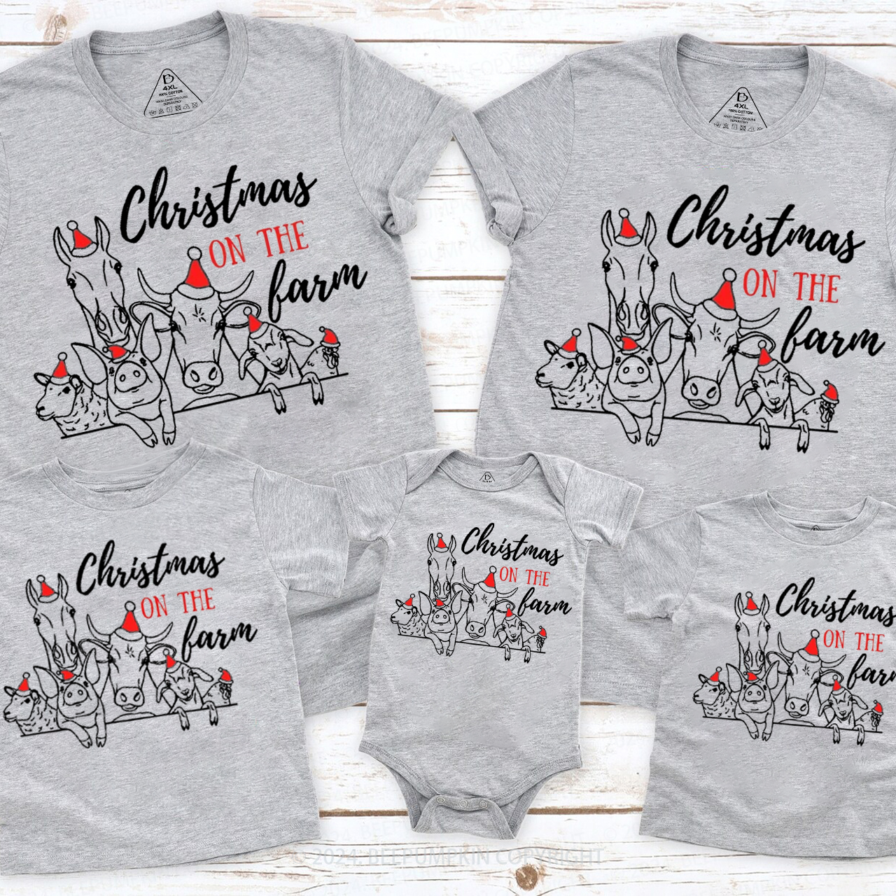 Christmas On The Farm Family Matching T-Shirts