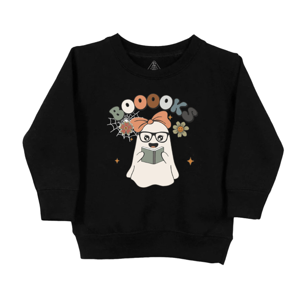 Girl Boooks Cute Ghost Halloween  Kids Sweatshirt