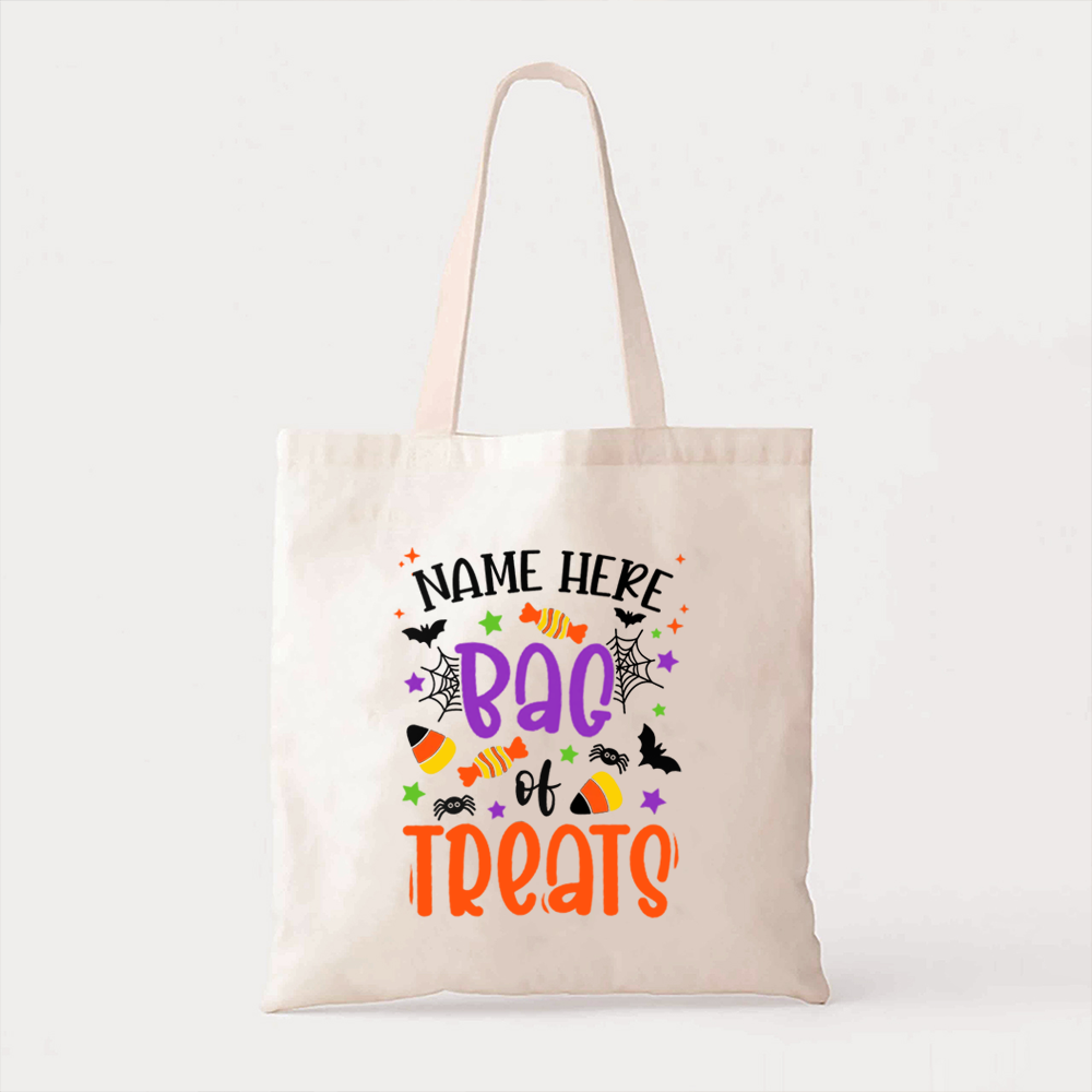Personalized  Name Treats Halloween Ghost Tote Bag
