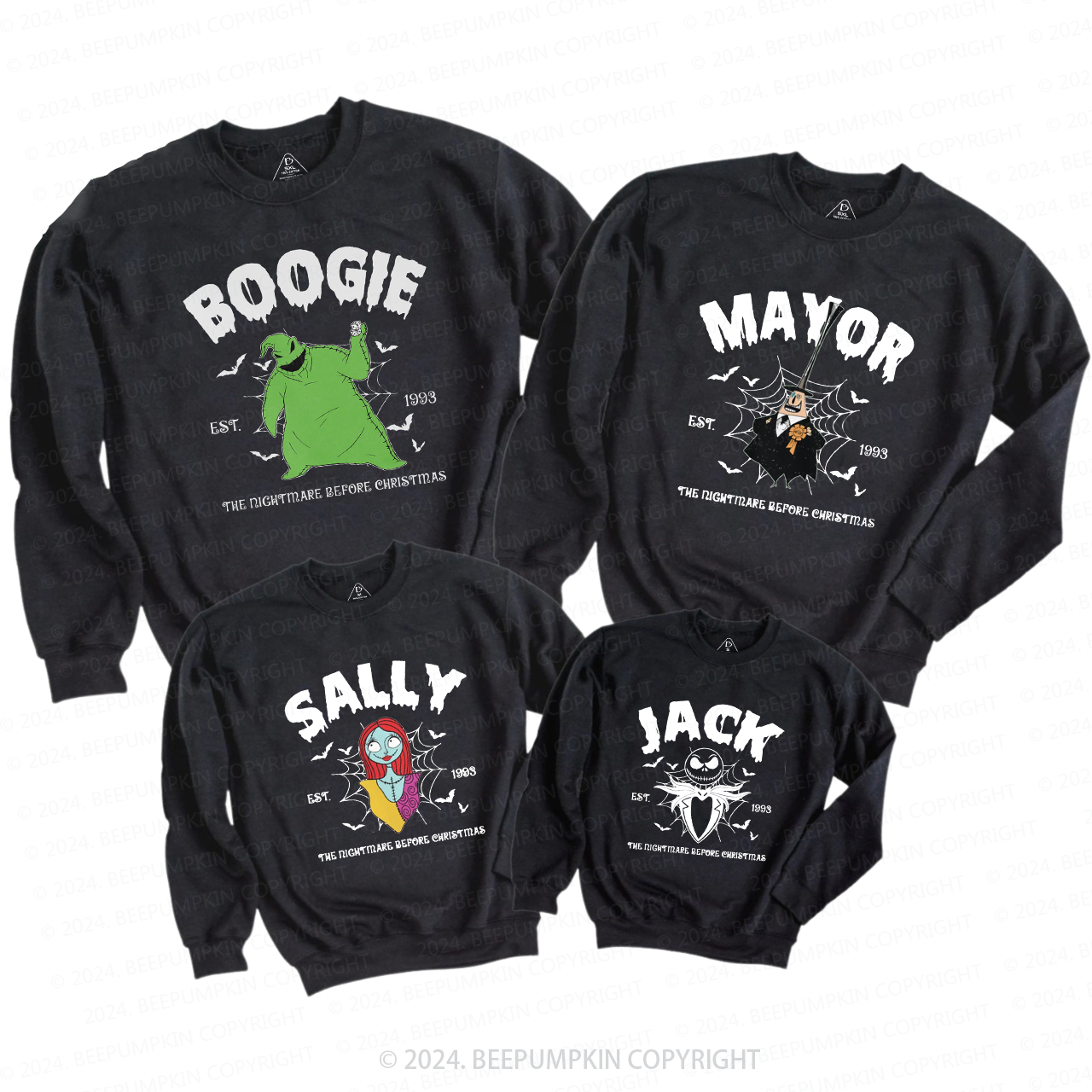 Vintage Nightmare Characters Group Halloween Family Matching Sweatshirt