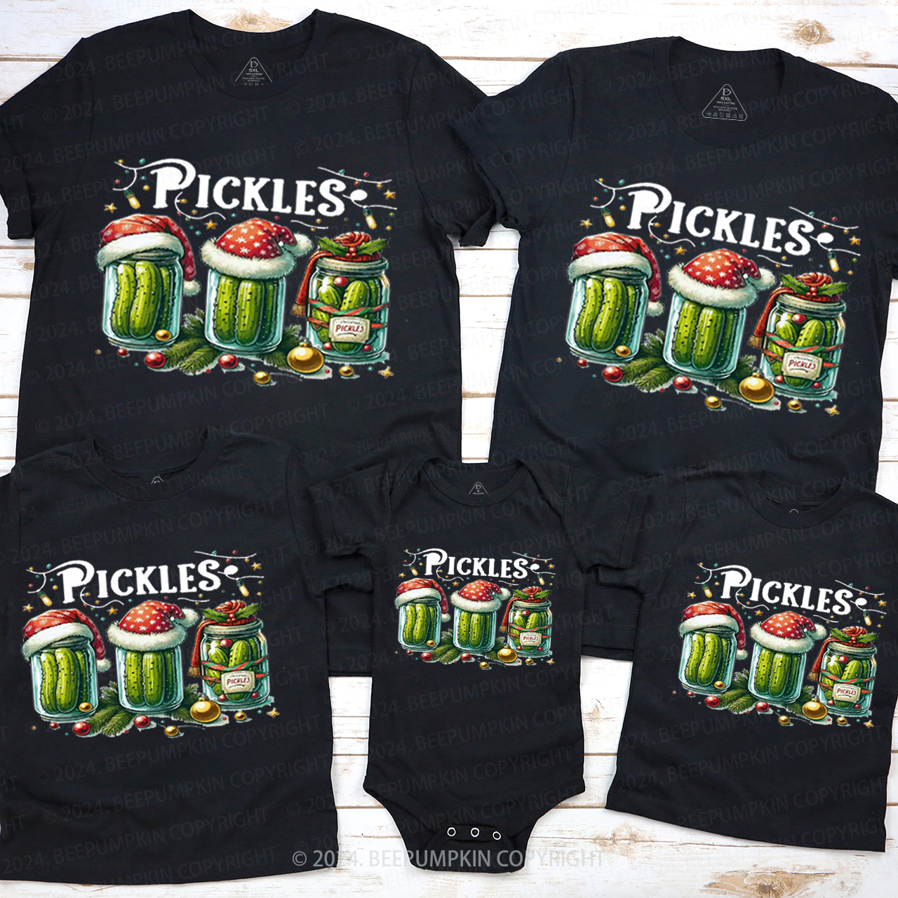 Vintage Canned Pickles Christmas Family Matching T-Shirts