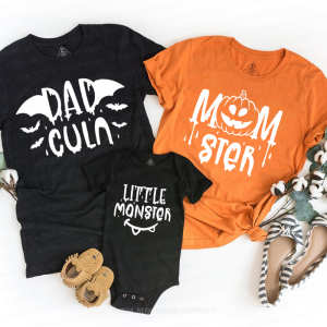 Image of Halloween Momster Dadcula Littler Monster Family Matching Shirts