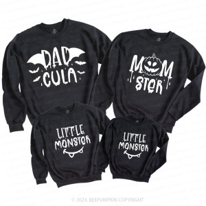 Image of Halloween Momster Dadcula Littler Monster Family Matching Sweatshirt