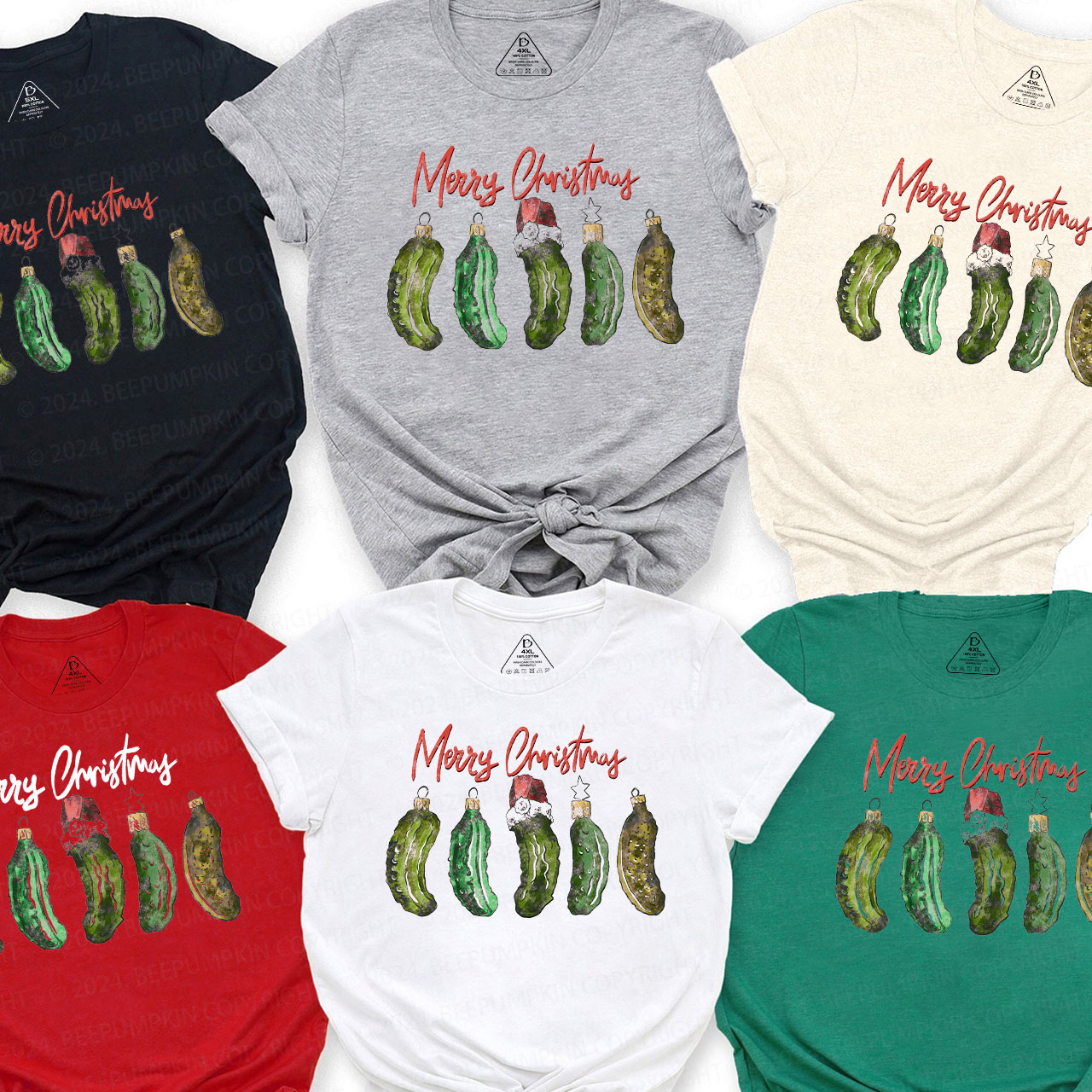 Merry Christmas Pickle Christmas Family Matching T-Shirts