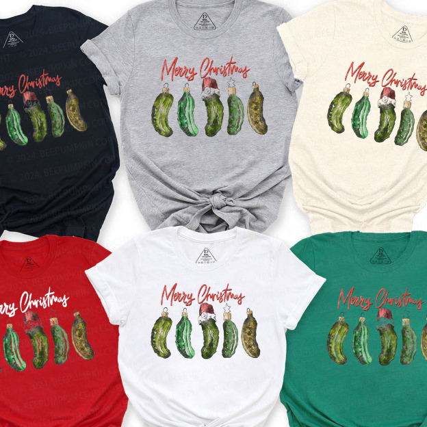 Merry Christmas Pickle Christmas Family Matching T-Shirts