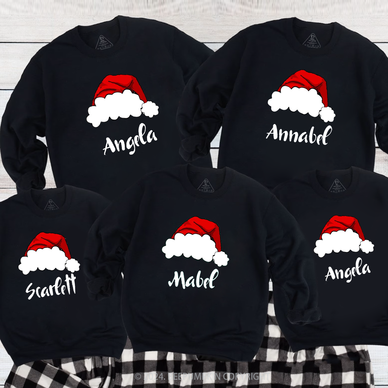 Personalized Christmas Red Crew Hat Family Christmas Sweatshirt