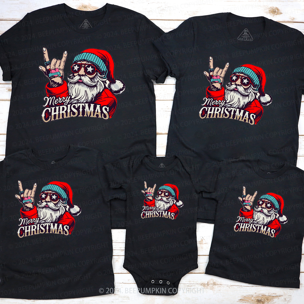 Rock Cool Santa Christmas Family Matching T-Shirts