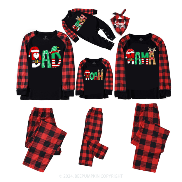 Personalized Cartoon Font Santa Family Matching Pajamas Beepumpkin
