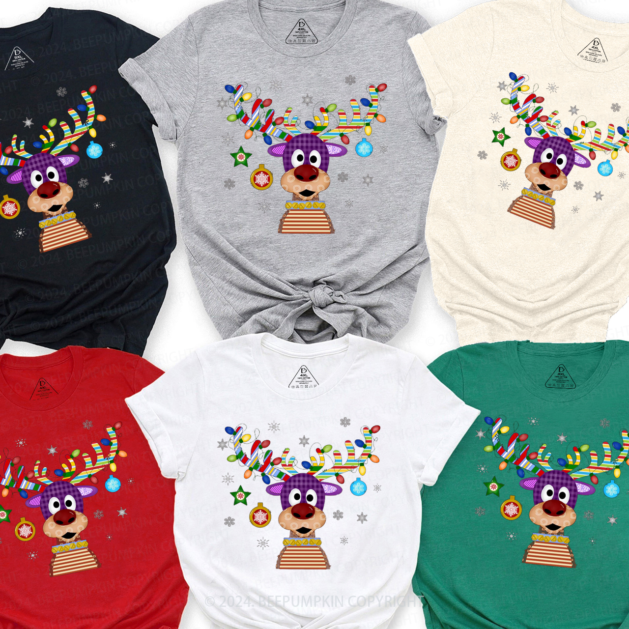 Reindeer Christmas Family Matching T-Shirts Beepumpkin