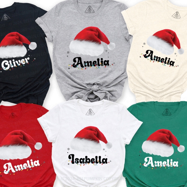 Christmas Hat Family Matching T-Shirts Beepumpkin