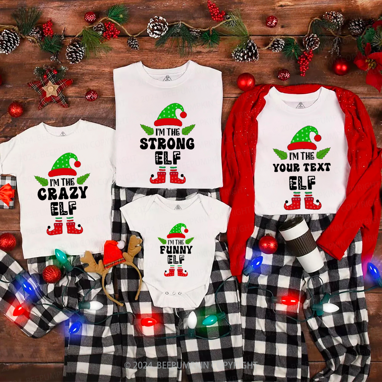 Elf Family Christmas Family Matching T-Shirts Beepumpkin
