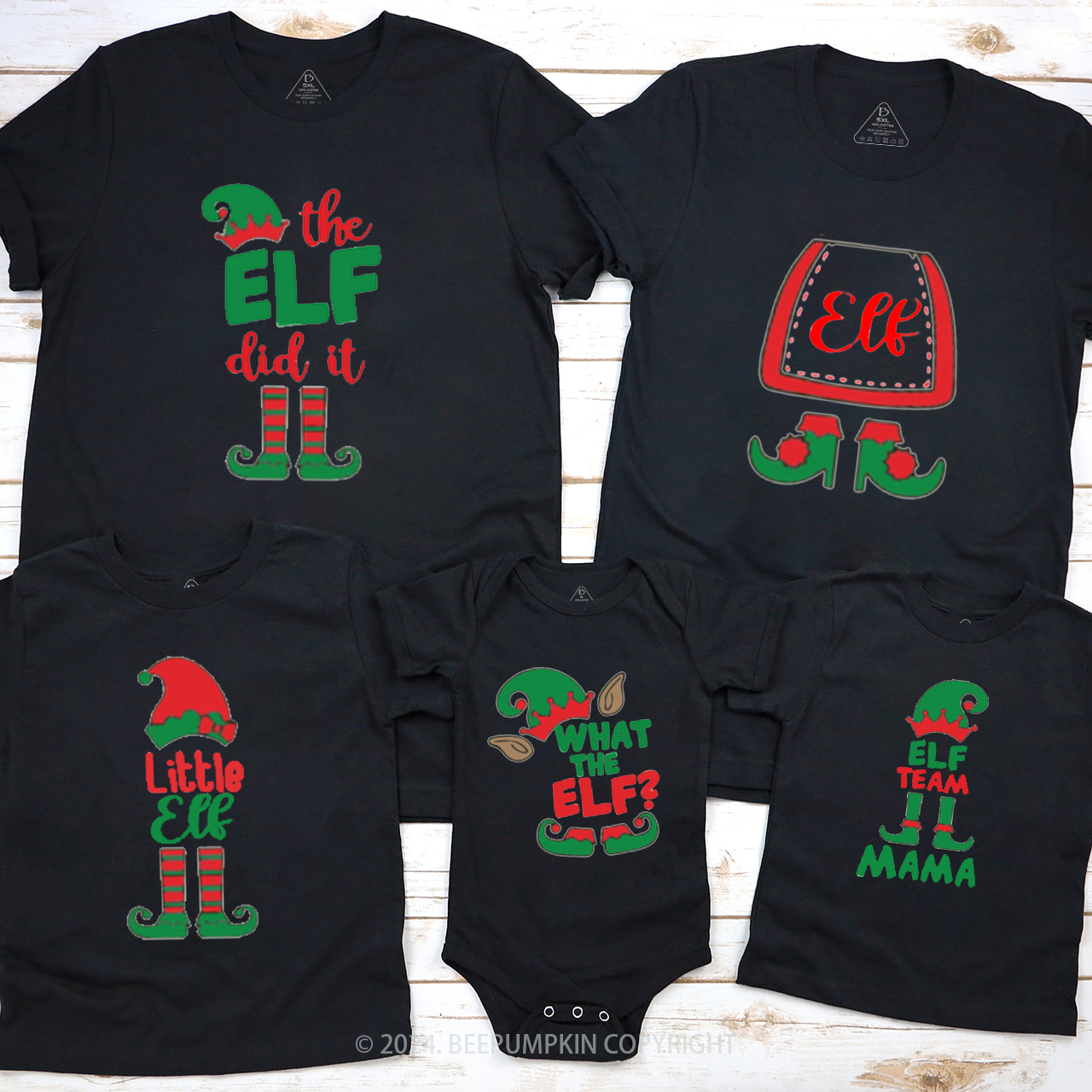 Elf Christmas Bundle Matching T-Shirts Beepumpkin