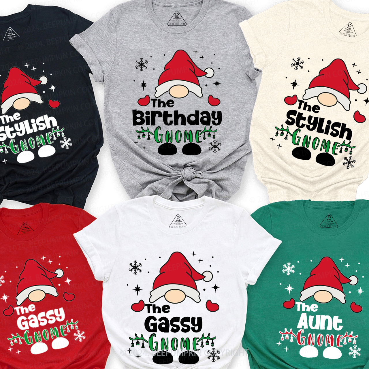 Christmas Custom Gnome Matching T-Shirts Beepumpkin