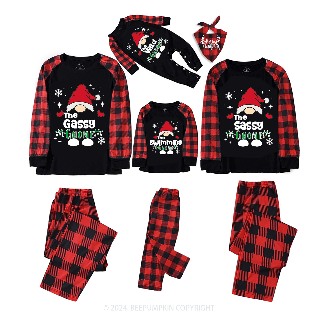 Christmas Custom Gnome Matching Pajamas Beepumpkin
