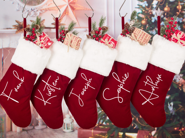 Image of Personalized Name Red Christmas Stockings Beepumpkin