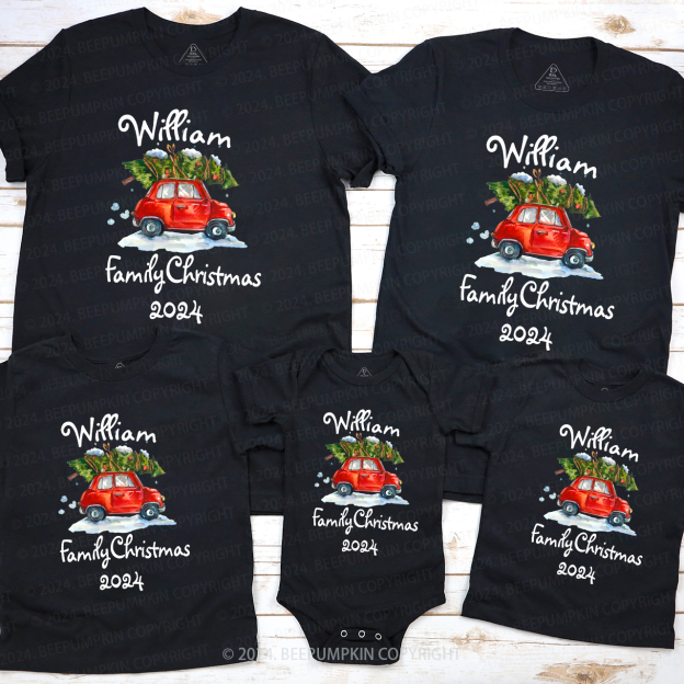 Personalized Christmas Car Family Matching Shirt