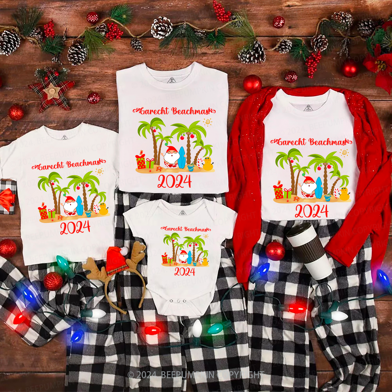 Personalized Tropical Beach Christmas Matching Shirts
