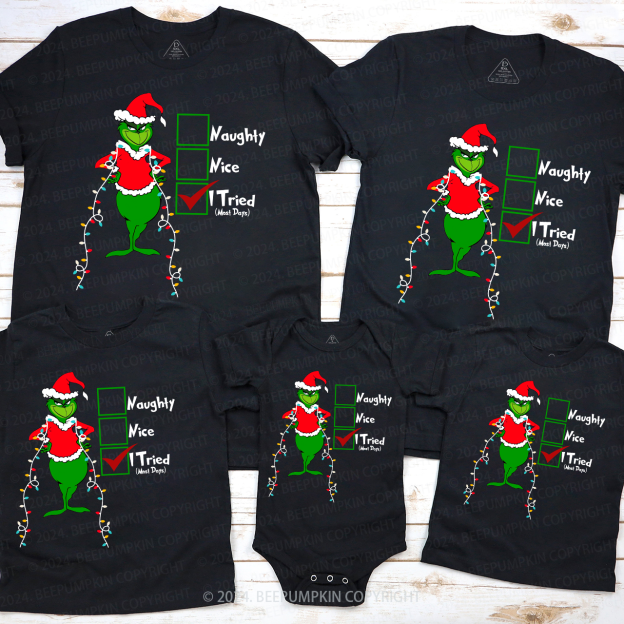 Cute Christmas Hats Lights Family Matching Shirt