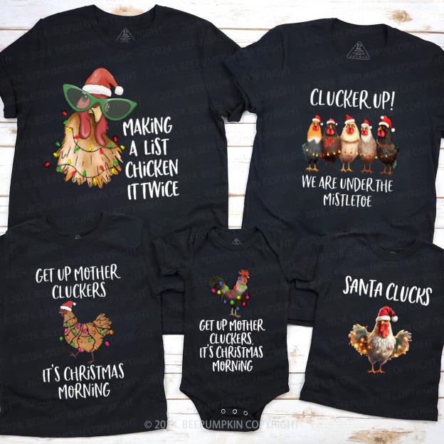 Funny Chicken Farm Christmas Matching T-Shirts Beepumpkin
