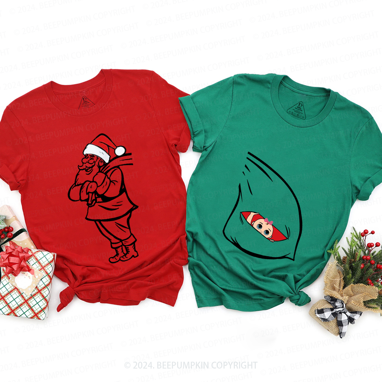 Santa Baby Couple Christmas Pregnancy T-Shirts Beepumpkin