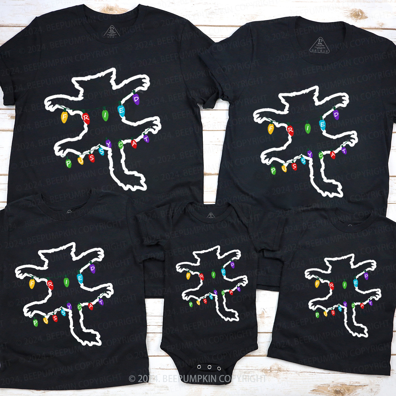 Christmas Vacation Fried Pussycat Family Matching T-Shirts Beepumpkin