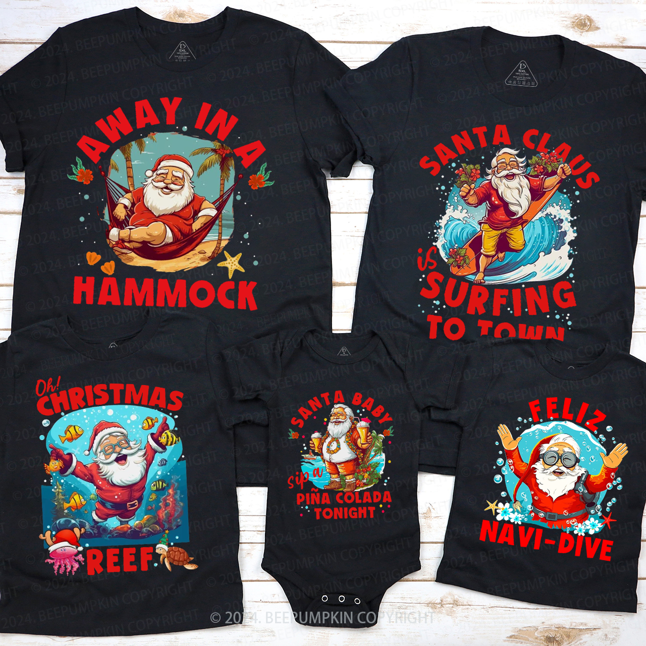 Beach Family Christmas Matching T-Shirts Beepumpkin