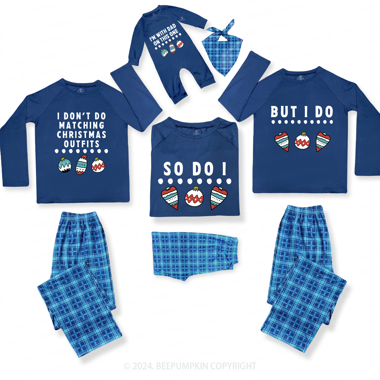 Mom Made Me Christmas Family Matching Blue Pajamas Beepumpkin