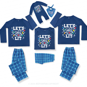 Image of Let's Get Lit Christmas Matching Blue Pajamas Beepumpkin