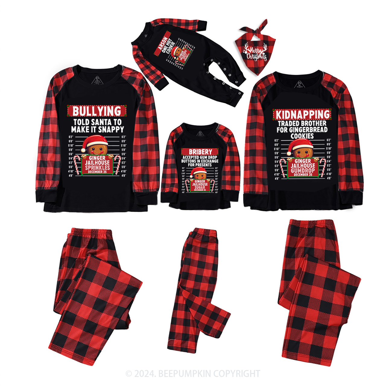 Personalized Gingerbread North Pole Correctional  Matching Pajamas Beepumpkin