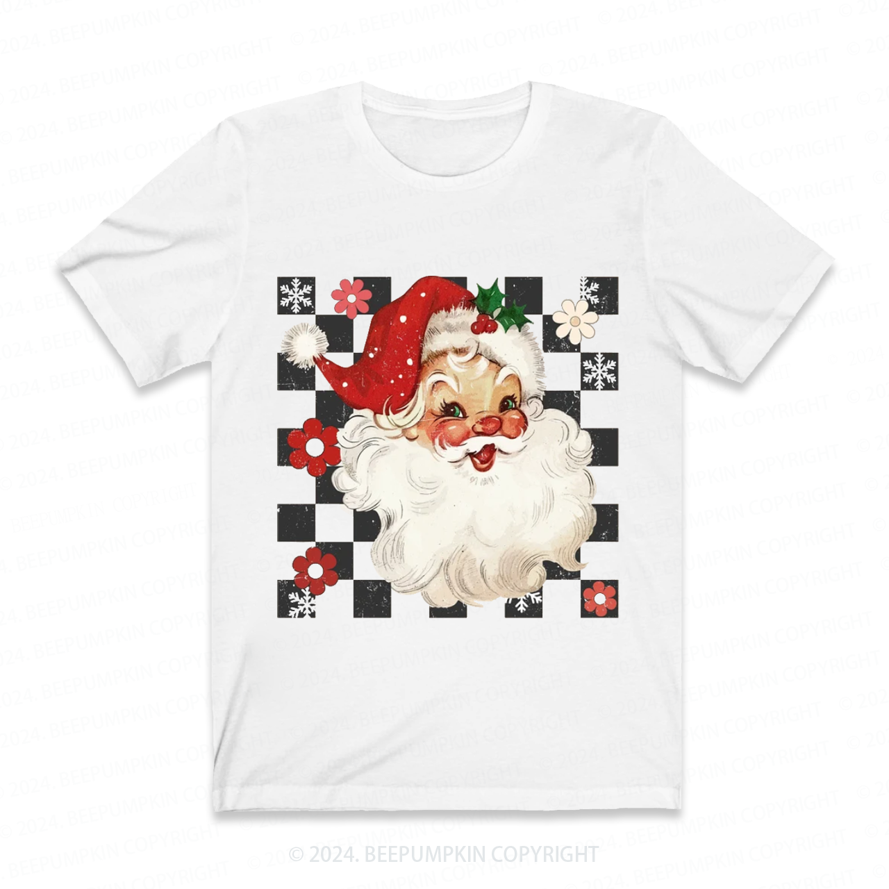 Checkered Santa Claus Shirts Beepumpkin