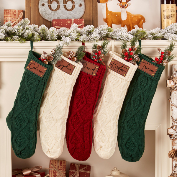 Image of Personalized Chunky Wool Christmas Stockings Beepumpkin