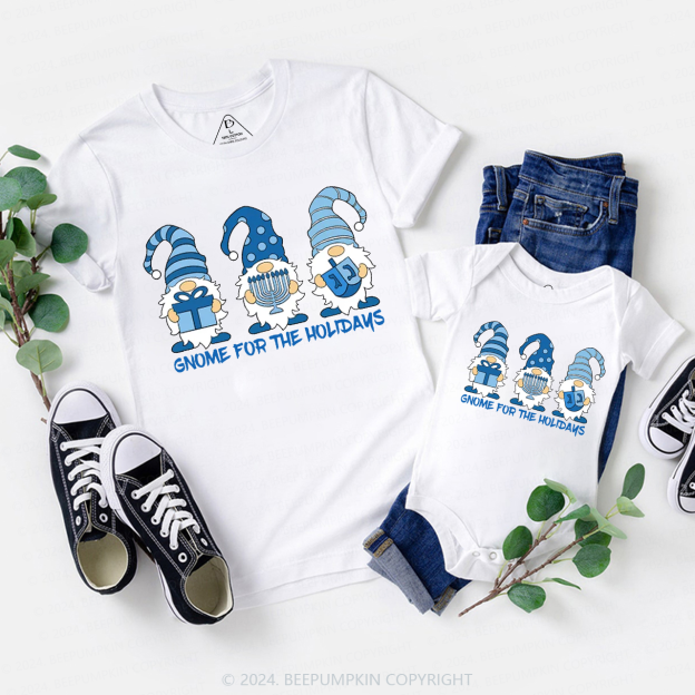 Threes Gnomes For The Holidays For Hanukkah Family T-Shirts Beepumpkin